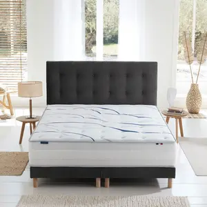Ensemble matelas mousse elysia + sommier, chenille bouclettes gris ant... pas cher