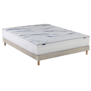 Ensemble matelas mousse hd nuvia + sommier, chenille bouclettes crème ... pas cher