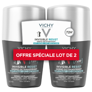 Comparateur de prix : Vichy Homme Dermo-Détranspirant Invisible Protect 72H Lot de 2 x 50ml