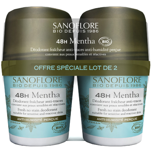 Sanoflore Sanoflore Déodorant Bille 48h Mentha 2x50ml