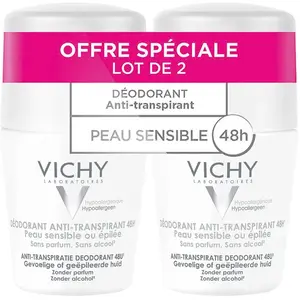 Comparateur de prix : Vichy Lot*2 Déodorant Anti-Transpirant 48H - Roll-On Peau Sensible 2 x 50 ml