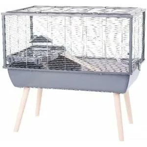 Comparateur de prix : Cage grillagée petit rongeur sur pieds NeoLife 80 - Zolux Gris