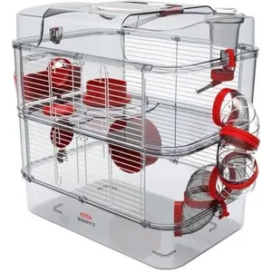 Comparateur de prix : Cage sur 2 étages pour rongeurs Zolux Rody3 Duo Rouge TU 206019