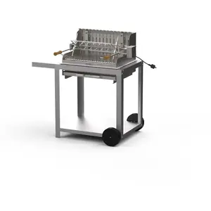 Barbecue MENDY 54x32 inox + chariot - LEMARQUIER - BCM54IV2 pas cher