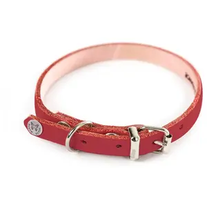 MARTIN Coll cuir 26-56cm rouge pas cher