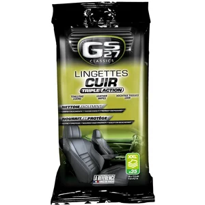 GS27 - Lingettes Cuir Triple Action - Entretien Cuir Voiture Naturel, Teinté ou Simili - 35 Unités pas cher