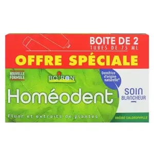 Comparateur de prix : Boiron Homéodent Dentifrice Soin Blancheur Chlorophylle Lot de 2 x 75ml