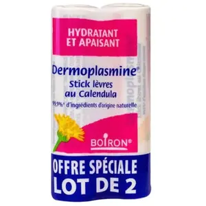 Comparateur de prix : Boiron Dermoplasmine Stick à Lèvres au Calendula Bio Lot de 2 x 4g