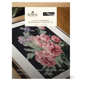 DMC - Branches de pivoines par P.J Redouté, Le Louvre, Kit de tapisserie niveau intermédiaire pas cher