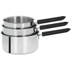 Série de 3 casseroles Mutine 2 fixe avec poignée Bakelite noire CRISTE...Vendu parcamif
