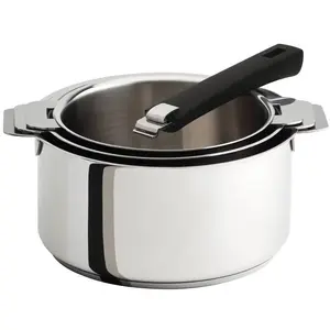 Set 3 casseroles Mutine avec poignée amovible noire CRISTEL pas cher