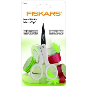 Fiskars Ciseaux - [MARQUE] - Anti-adhésif micro-tip ambidextre 12 cm - Acier inoxydable pas cher