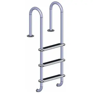 EDG BY AQUALUX INTERNATIONAL Echelle Inox 3 marches pour piscine Hors Sol avec margelles bois type Oogarden Le KingStore avec 2 platines fixesVendu parcdiscount