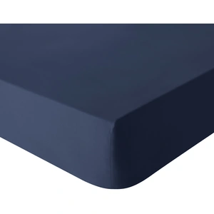 Essix Drap housse uni en coton Made in France TOUT DOUX bleu nocturne pas cher