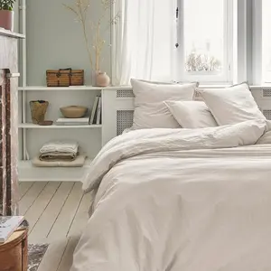 ITC Housse de couette en coton beige crème 140x200cm - ESSIX 140 x 200 cm pas cher