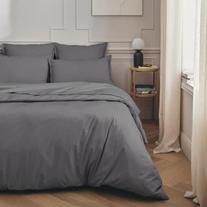 Essix Housse de couette unie en percale de coton, Made in France, PREMIÈRE, Basalte pas cher