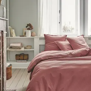 Housse de Couette en Coton, Tout Doux, Rose Indien, 140x200 cm, Essix pas cher