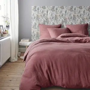 Essix Housse de couette en double gaze de coton lavée, Tendresse, Rose canyon pas cher