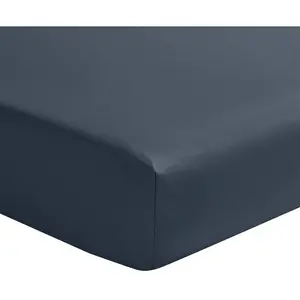 Drap-Housse en Satin de Coton, Palazzo, Bleu Nuit, 140x200 cm, Essix pas cher