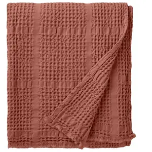 Plaid en jacquard de coton terre cuite 130x170cm - ESSIX 130 x 170 cmVendu paramazon