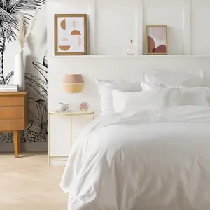 Housse de couette unie en satin de coton blanc 200x200 - Essix 200 x 200 cm pas cher