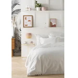 Housse de couette unie en satin de coton blanc 240x220 - Essix 240 x 220 cm pas cher