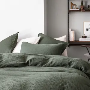 Housse De Couette Unie En Gaze De Coton, TENDRESSE Vert-Essix pas cher
