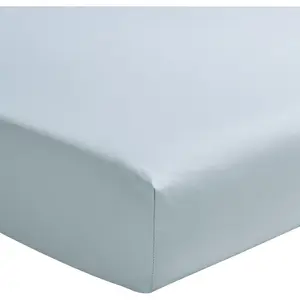 Drap housse uni en percale de coton bleu 200x200 - Essix 200 x 200 cm pas cher