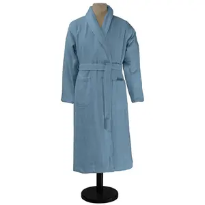 Essix Peignoir de bain AQUA uni en coton Bleu Baltique taille M