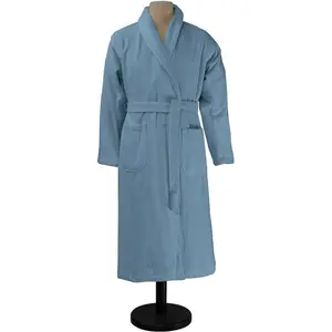 Peignoir de bain uni en coton bleu Baltique XL - Essix XL