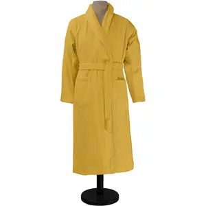 Essix Peignoir de bain uni en coton Jaune Safran XL