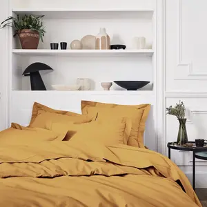 Housse de couette unie en percale de coton jaune 200x200 - Essix 200 x 200 cm pas cher