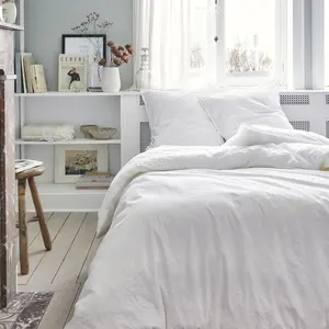 ESSIX Housse de couette unie en coton Made in France TOUT DOUX Blanc glacé pas cher