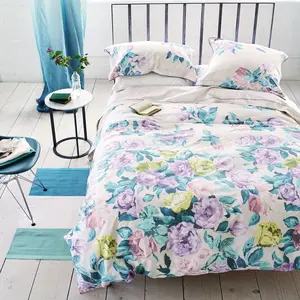 Taie de traversin imprimée en satin de coton, VIOLA Designers Guild pas cher