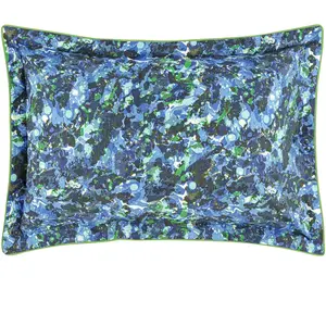 Taie d'oreiller en percale de coton bleu 65x65 pas cher