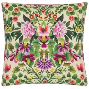 Taie d'oreiller imprimée en percale de coton, Ikebana Damask, vert pas cher