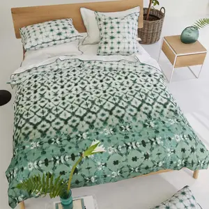 Housse de couette imprimée en percale de coton Karaoshi Celadon