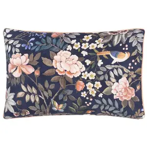Taie d'oreiller imprimée en satin de coton bleu 50x75 pas cher