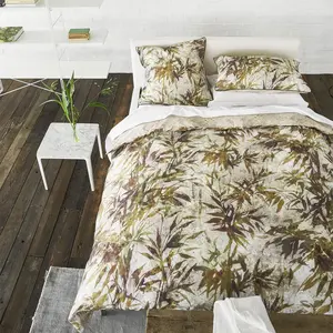 Designers Guild Housse de couette imprimée en percale de coton beige 240x220