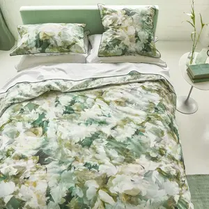 Designers Guild Housse de couette imprimée en percale de coton vert 240x220 pas cher