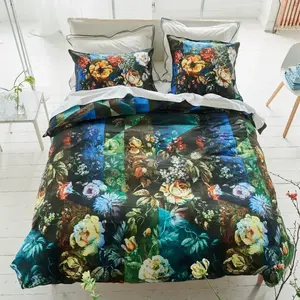ITC Housse de Couette imprimée en Satin de Coton, Minakari Cobalt, 240x220 cm, Designers Guild pas cher