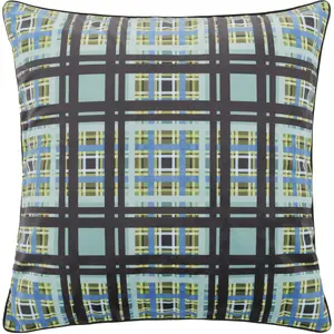 Designers Guild Housse de coussin imprimée CHENNAI AZURE en velours bleu pas cher