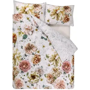 Housse de couette imprimée en percale de coton PAHARI TUBEROSE Gris pas cher