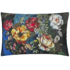 Taie d'oreiller imprimée en satin de coton MINAKARI COBALT Bleu pas cher