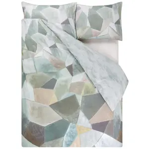 Housse de Couette imprimée en Percale de Coton, Geo Moderne Pewter, 14...