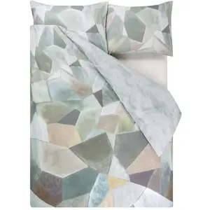 Housse de Couette imprimée en Percale de Coton, Geo Moderne Pewter, 20... pas cher