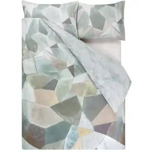 Housse de Couette imprimée en Percale de Coton, Geo Moderne Pewter, 24... pas cher
