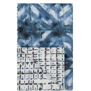 Designers Guild Courtepointe imprimée en coton bleu indigo 140x220cm pas cher