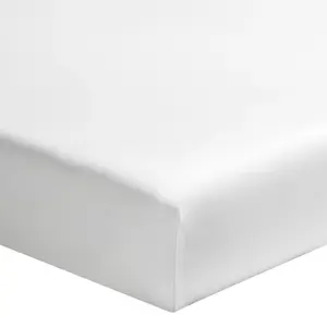 Drap housse uni en percale de coton blanc 180x200 - Essix 180 x 200 cm pas cher