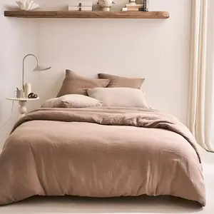 Housse de couette unie en gaze de coton, TENDRESSE Essix pas cher